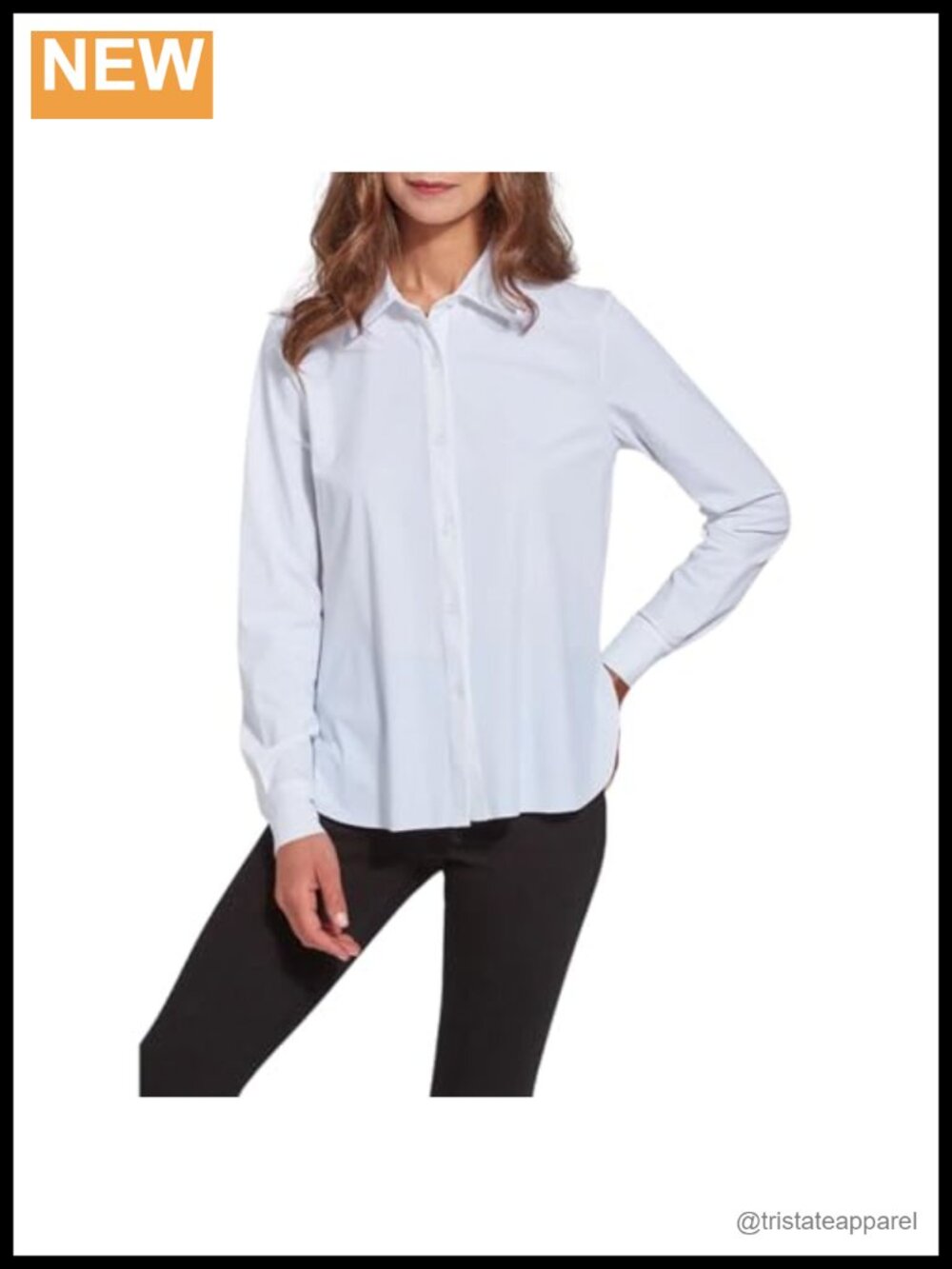 Lysse Connie Slim Button Down Shirt - Fitted Long Sleeve Stretch Cotton Dress